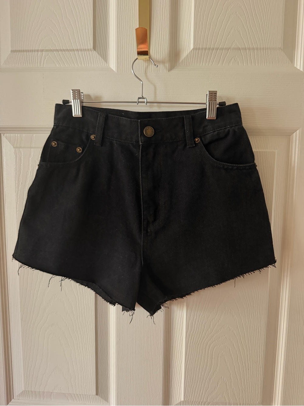 Nasty Gal Black Raw-Hem Denim Shorts